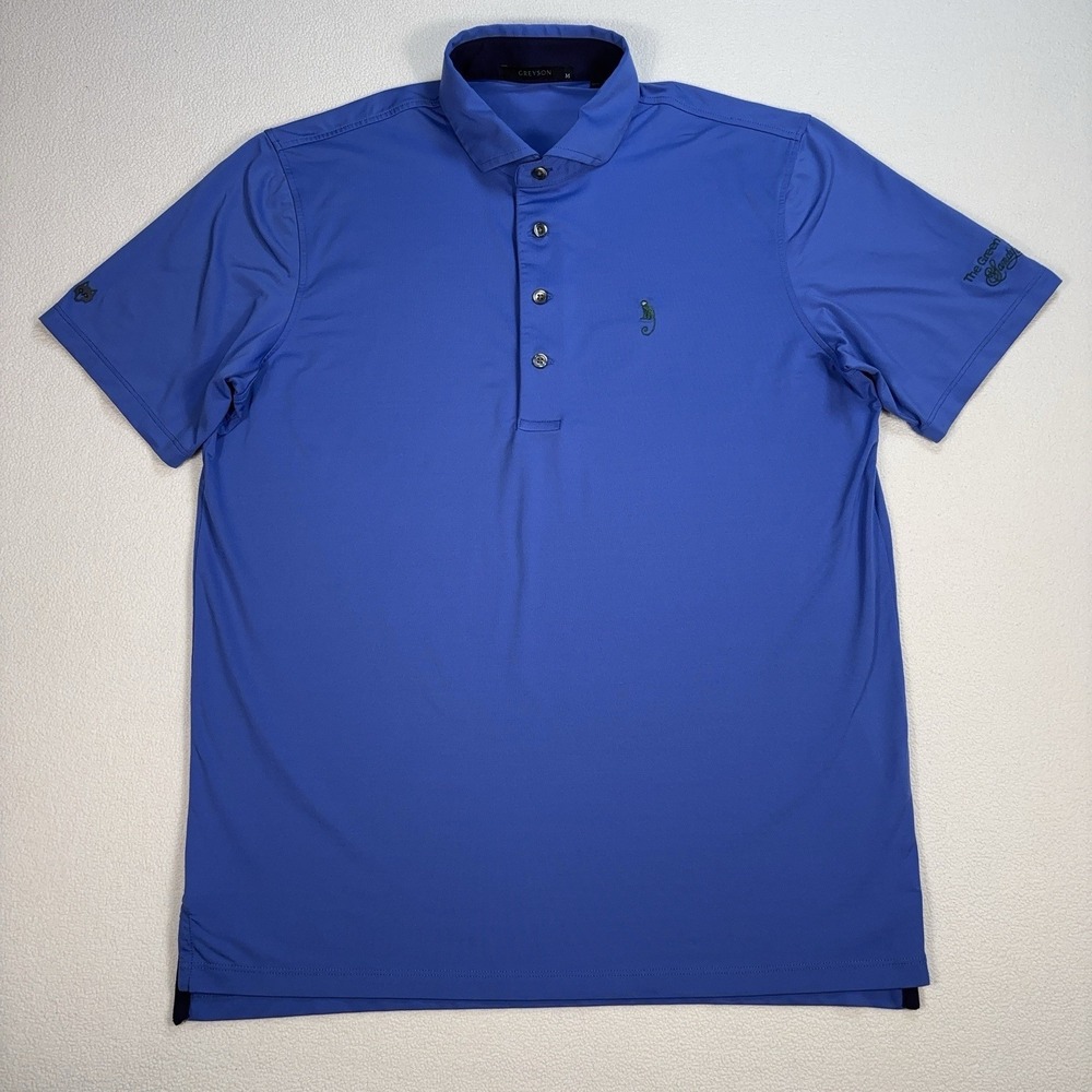 Greyson Monkey Logo Golf Polo Men's M Blue Stretch Performance Wolf Shirt